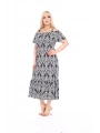 Kadın Büyük Beden Madonna Yaka Desenli Askılı Elbise