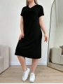 Kadın Büyük Beden V Yaka Cepli Viskon Elbise