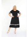 Kadın Siyah Kol ve Etek Ucu Desenli Büyük Beden Elbise