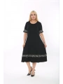 Kadın Siyah Kol ve Etek Ucu Desenli Büyük Beden Elbise