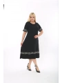 Kadın Siyah Kol ve Etek Ucu Desenli Büyük Beden Elbise