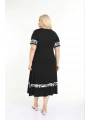 Kadın Siyah Kol ve Etek Ucu Desenli Büyük Beden Elbise