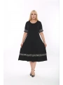 Kadın Siyah Kol ve Etek Ucu Desenli Büyük Beden Elbise