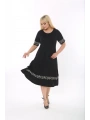 Kadın Siyah Kol ve Etek Ucu Desenli Büyük Beden Elbise