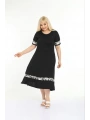 Kadın Siyah Kol ve Etek Ucu Desenli Büyük Beden Elbise
