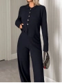 Kadın Uzun Kollu Yaka Düğmeli Yüksek Bel İkili Takım