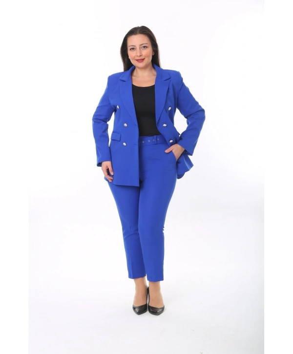 Büyük Beden Dokuma Atlas Kumaş Pantolon Ceket Takım Elbise