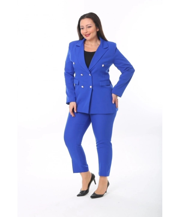 Büyük Beden Dokuma Atlas Kumaş Pantolon Ceket Takım Elbise