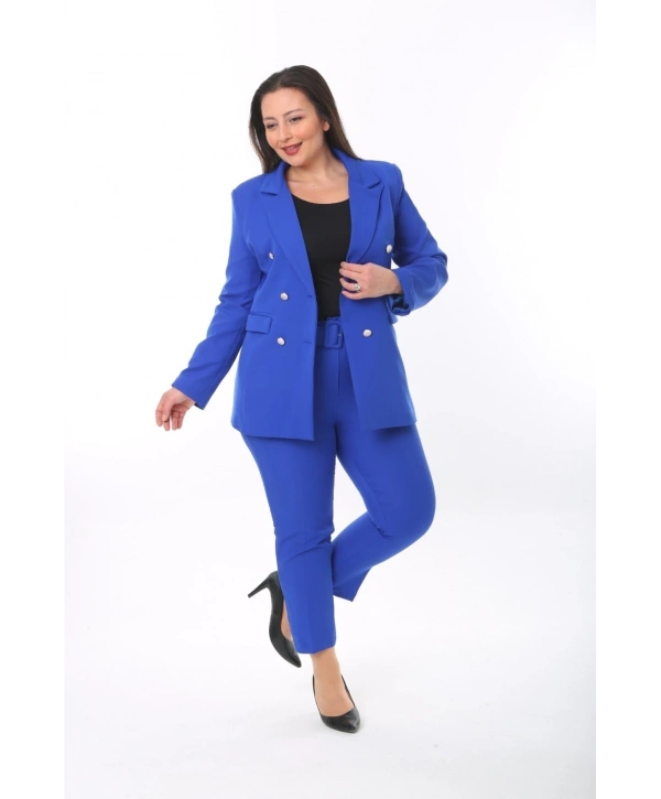 Büyük Beden Dokuma Atlas Kumaş Pantolon Ceket Takım Elbise