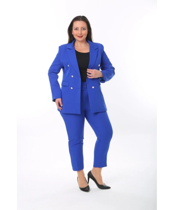 Büyük Beden Dokuma Atlas Kumaş Pantolon Ceket Takım Elbise