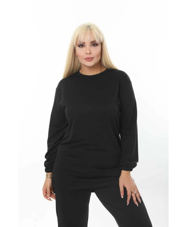 Kadın Siyah Düz Ikiiplik Eşofman Takımı