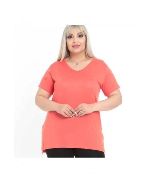 Kadın Büyük Beden Narçiçeği V Yaka Bluz