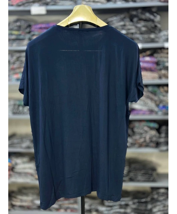 Büyük Beden Kedi Taşlı Bluz