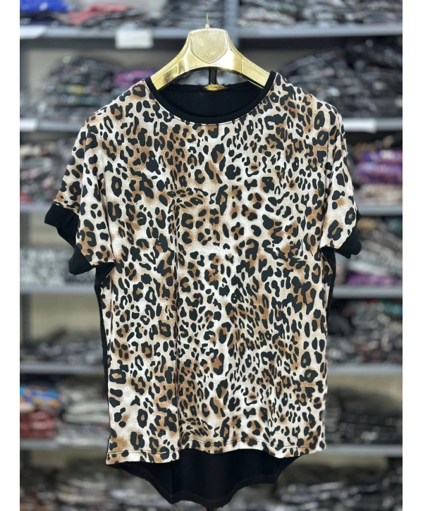 Büyük Beden Leopar Desenli Bluz