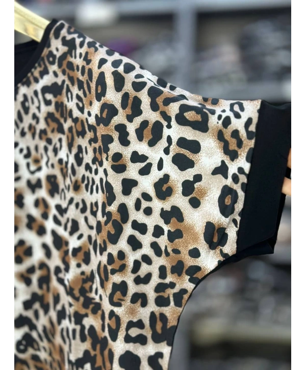 Büyük Beden Leopar Desenli Bluz