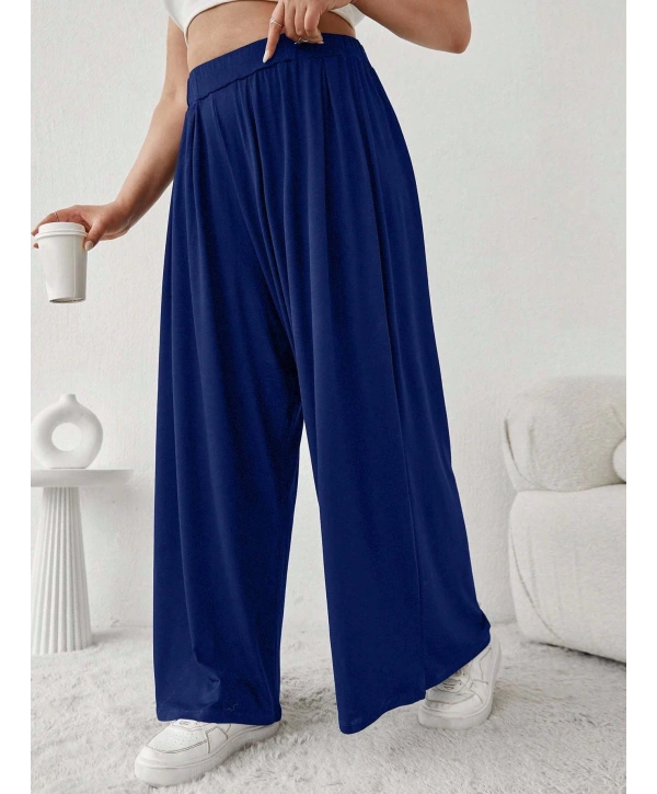 Büyük Beden Viskon Kumaş Lıkralı Yüksek Bel Şalvar