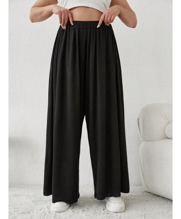 Büyük Beden Viskon Kumaş Lıkralı Yüksek Bel Şalvar