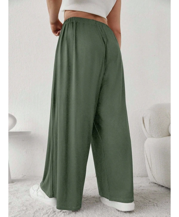 Büyük Beden Viskon Kumaş Lıkralı Yüksek Bel Şalvar