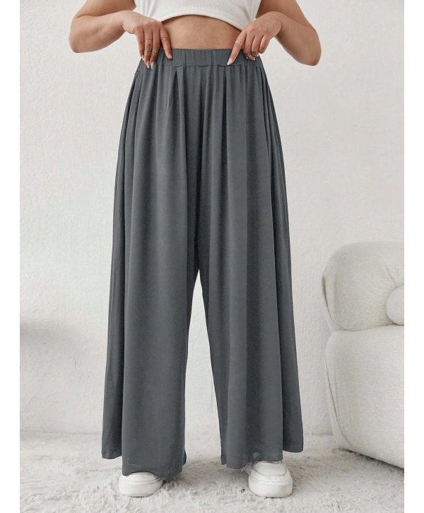 Büyük Beden Viskon Kumaş Lıkralı Yüksek Bel Şalvar