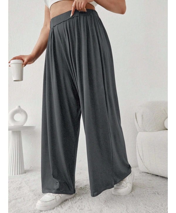 Büyük Beden Viskon Kumaş Lıkralı Yüksek Bel Şalvar