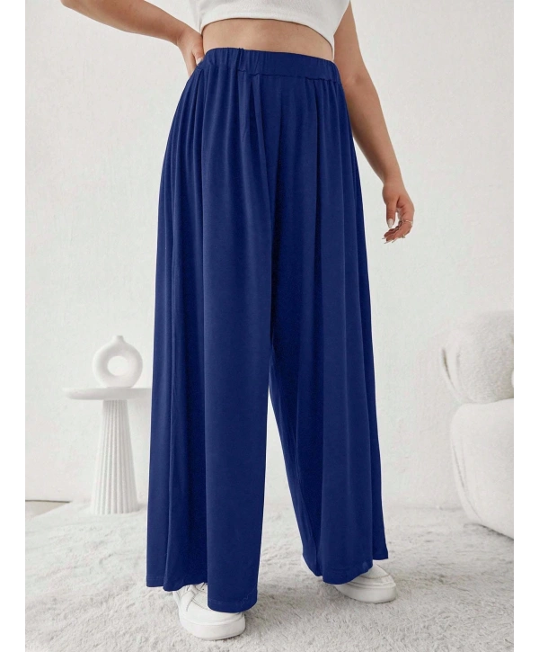 Büyük Beden Viskon Kumaş Lıkralı Yüksek Bel Şalvar