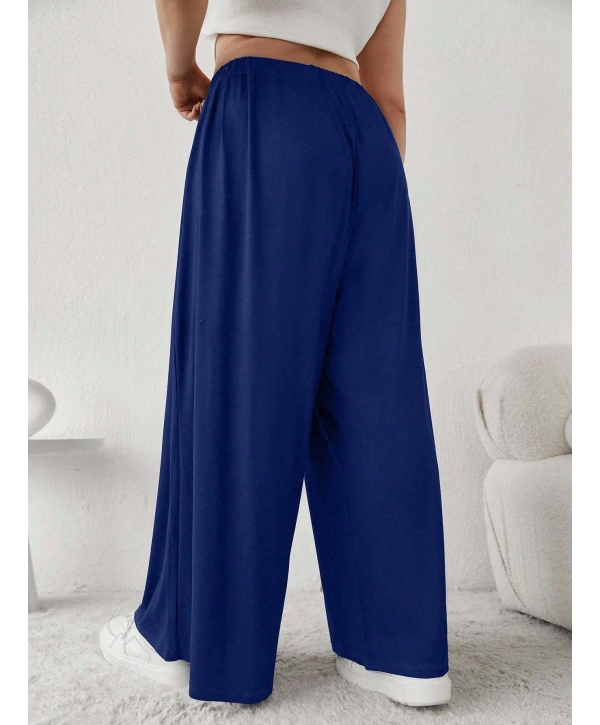 Büyük Beden Viskon Kumaş Lıkralı Yüksek Bel Şalvar