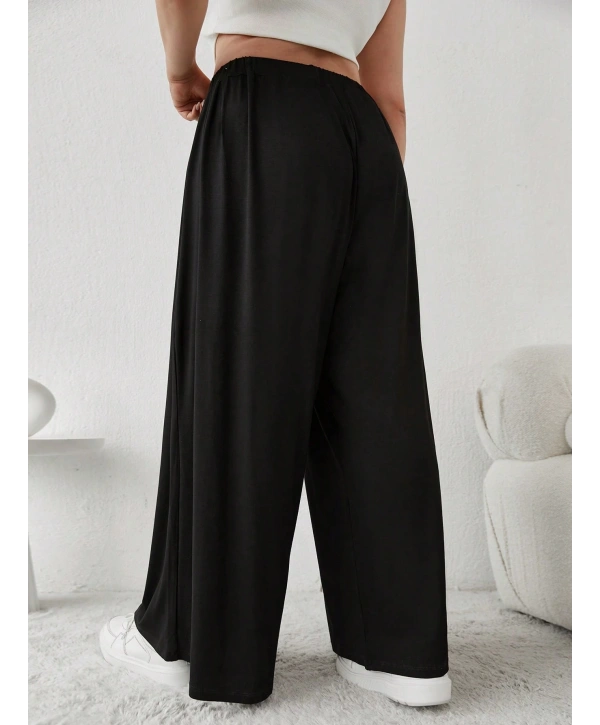 Büyük Beden Viskon Kumaş Lıkralı Yüksek Bel Şalvar