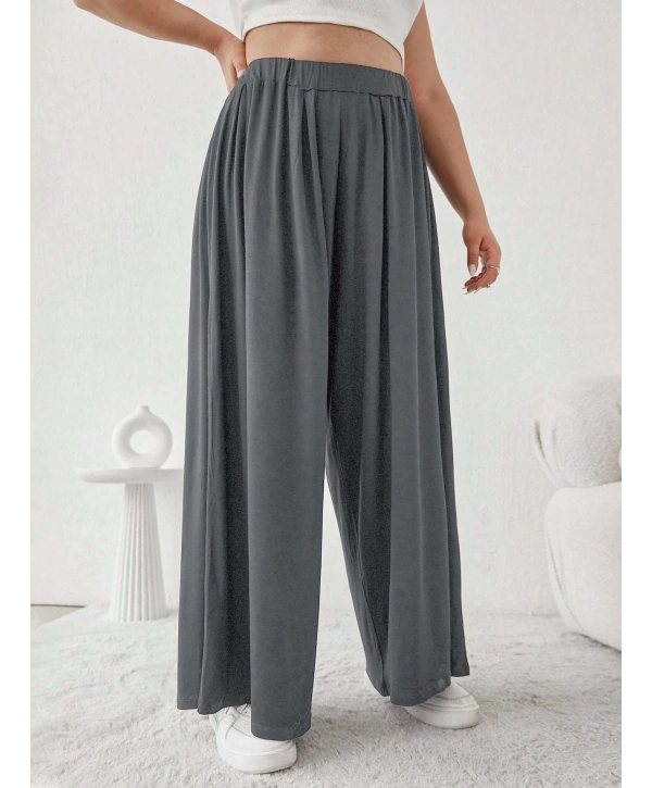 Büyük Beden Viskon Kumaş Lıkralı Yüksek Bel Şalvar