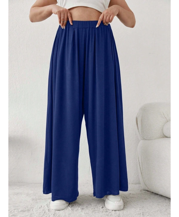 Büyük Beden Viskon Kumaş Lıkralı Yüksek Bel Şalvar