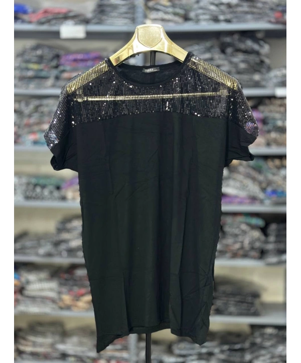 Büyük Beden Yaka Ve Kol Pullu Bluz