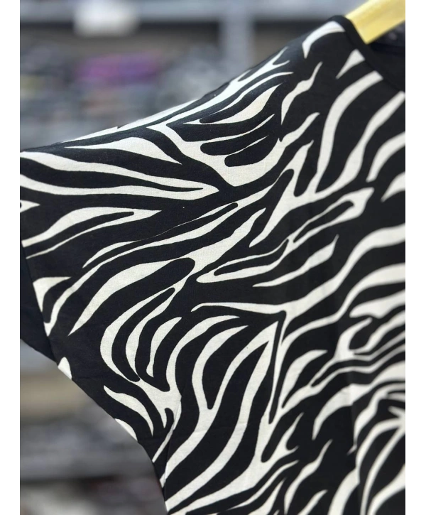 Büyük Beden Zebra Desenli Bluz