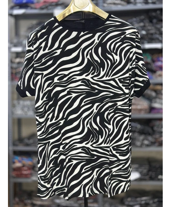 Büyük Beden Zebra Desenli Bluz