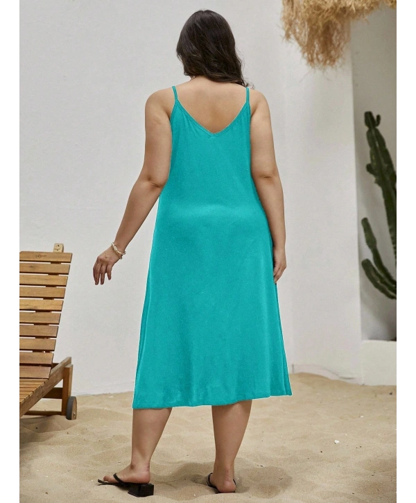 Kadın Büyük Beden Askılı Viskon Elbise