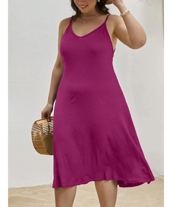 Kadın Büyük Beden Askılı Viskon Elbise