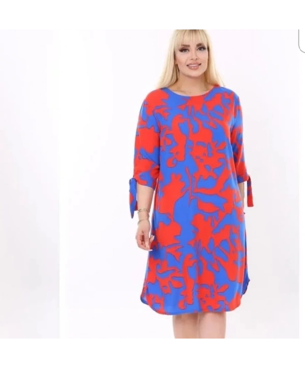 Kadın Büyük Beden Kol Bağlama Detaylı Elbise