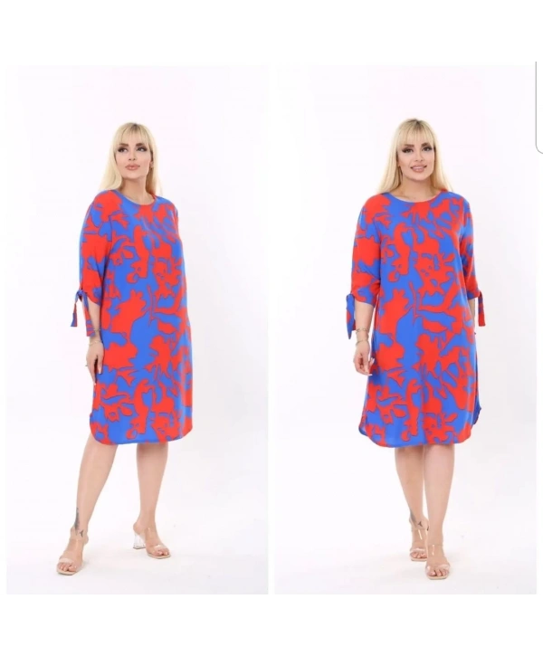 Kadın Büyük Beden Kol Bağlama Detaylı Elbise