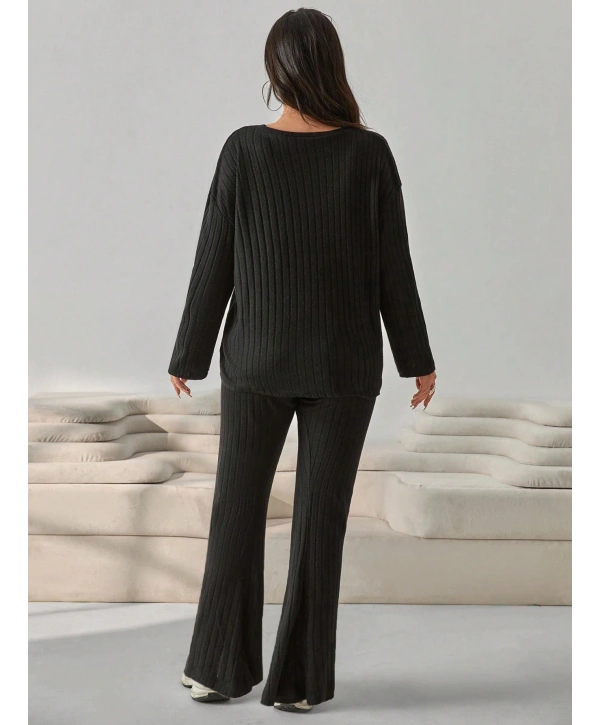 Kadın Büyük Beden Uzun Kollu Yüksek Bel Bisiklet Yaka Paça Yırtmaçlı Takım