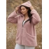 Kadın Büyük Beden Uzun Kollu Cepli Kapüşonlu Fermuarlı Peluş Hırka Ceket