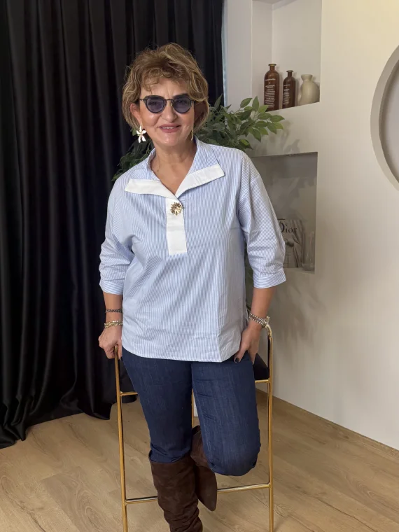 Mavi Çizgili Gömlek 5518