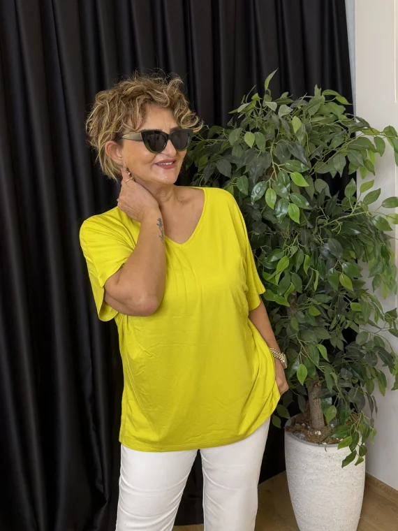 Fıstık Yeşil V Yaka Bluz 612