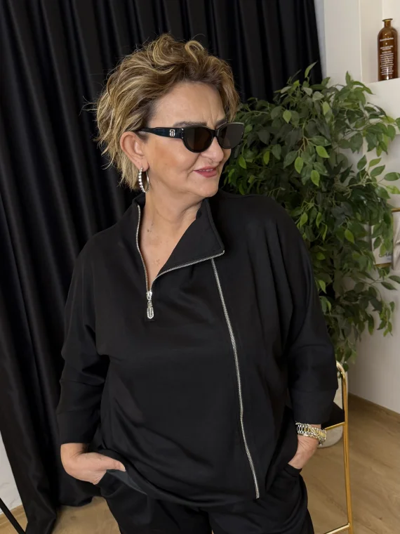 Siyah Fermuarlı Bluz 9206