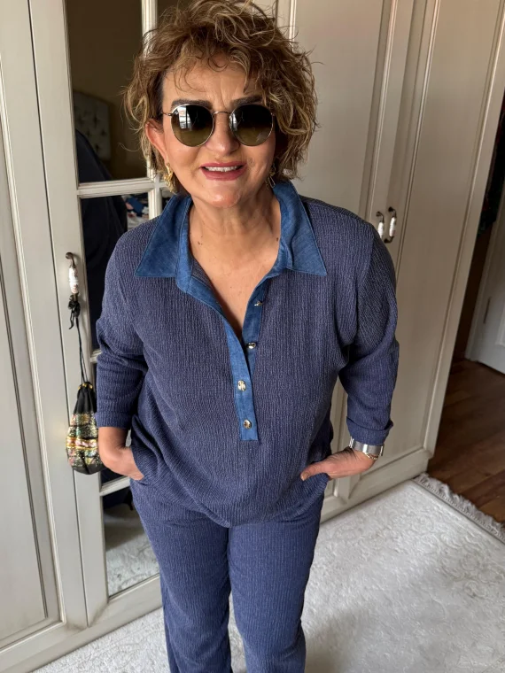 Mavi İki İplik Krep Takım 2028