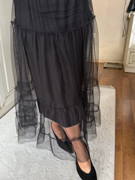 Siyah Katlı Tül Etek 2032