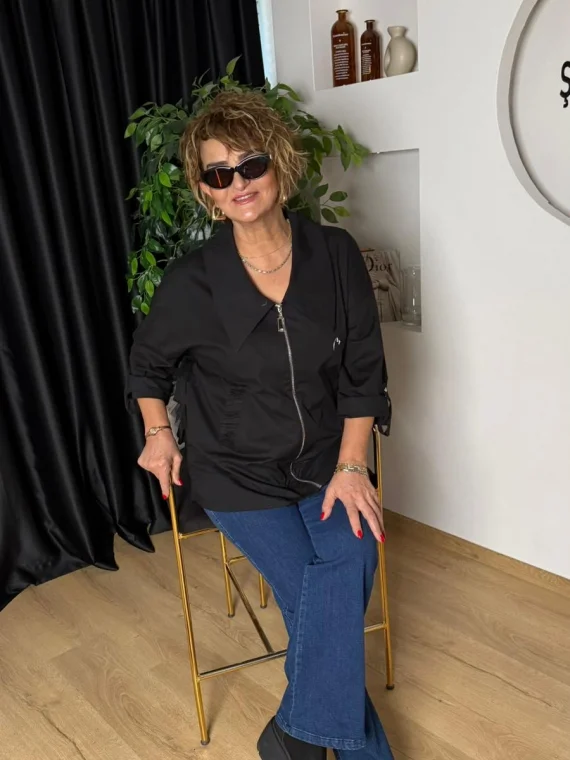 Siyah Fermuarlı Ceket 6909