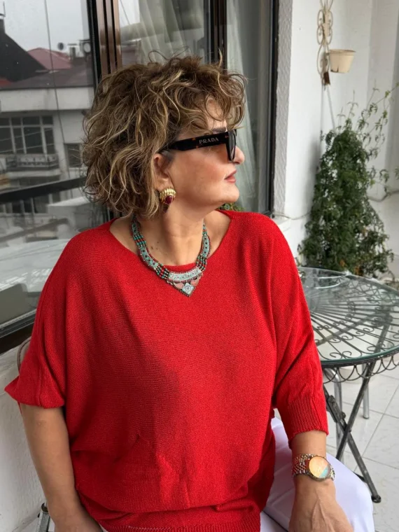 Kırmızı Merserize Bluz 3035