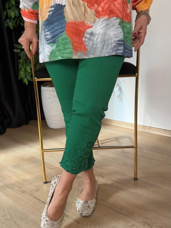 Yeşil Nakışlı Pantolon P600