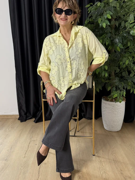 Sarı Yıldız Çiçeği Desenli Gömlek 25005