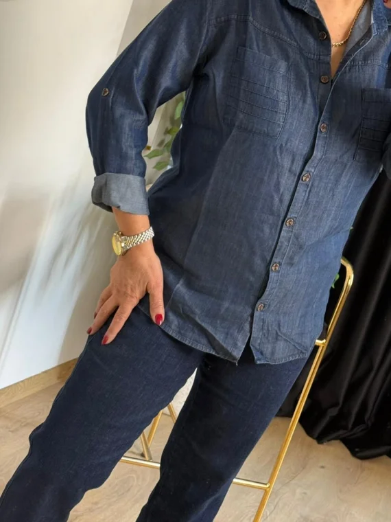 Lacivert Tensel Kot Gömlek MD33