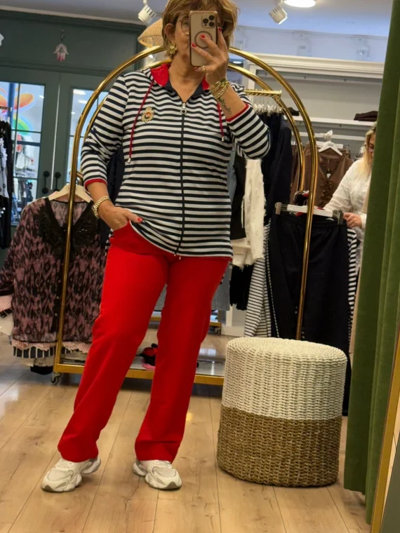 Kırmızı Marine Fermuarlı Tunik Takım 76377