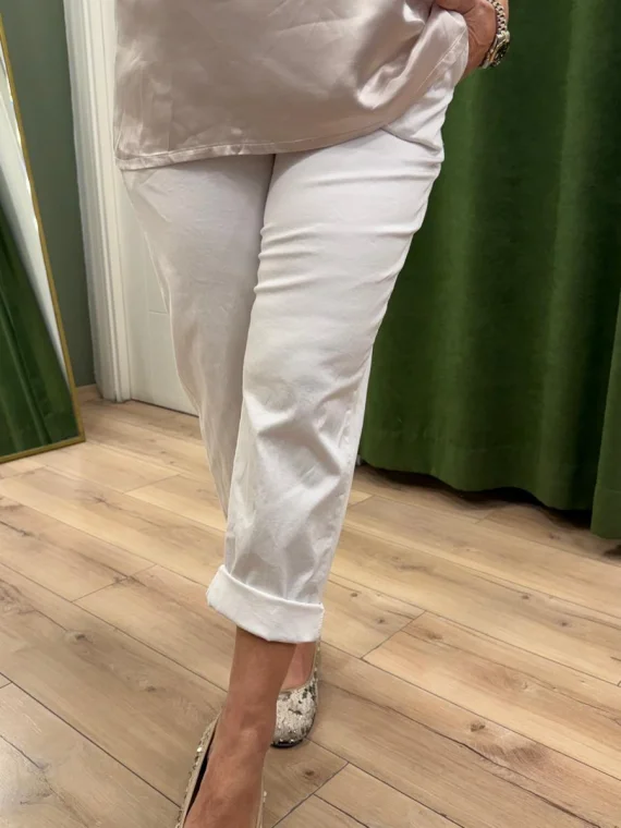 Beyaz Kemerli Likralı Pantolon LVD